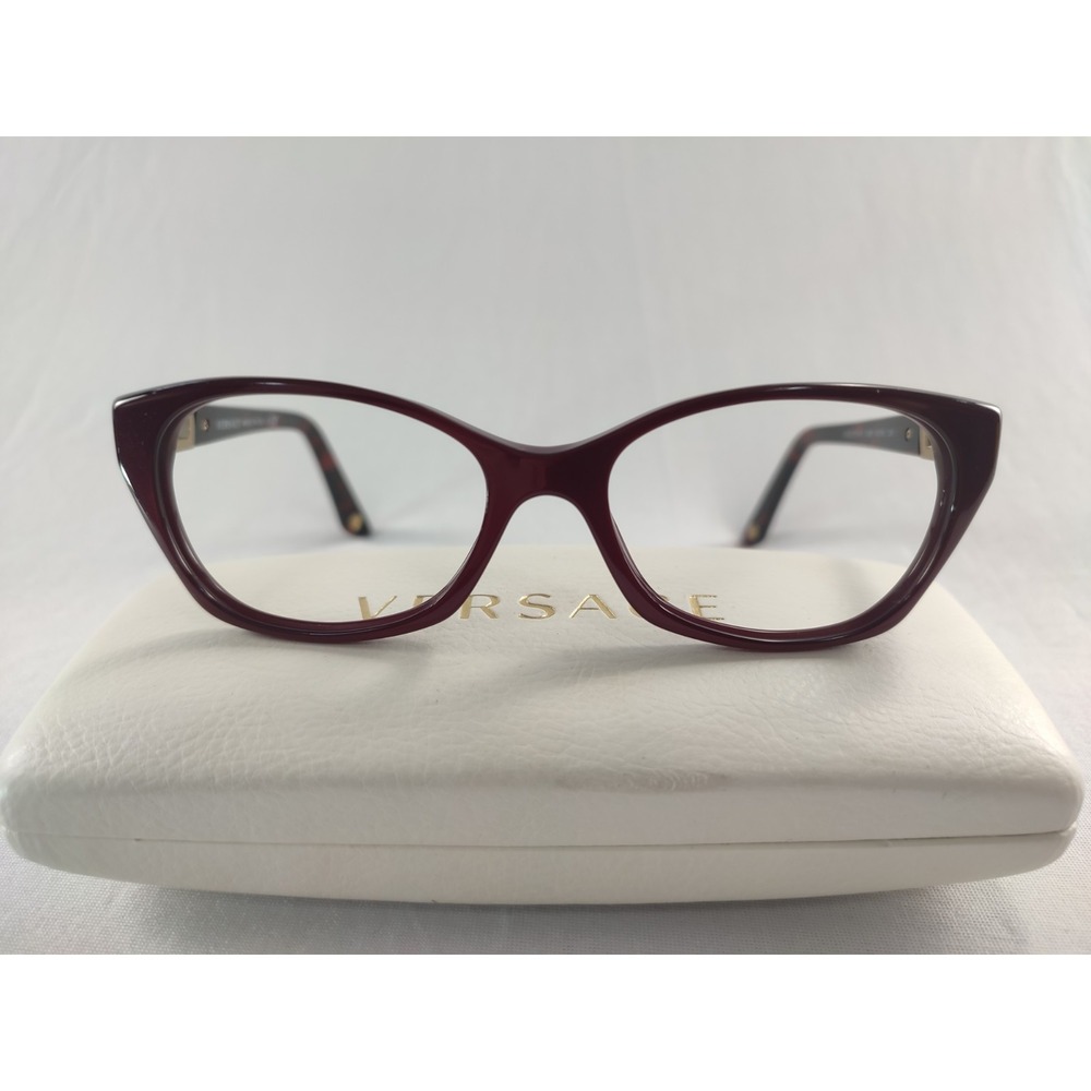 Versace MOD 3170-B 5026 Burgundy Tortoise Medusa Crystals Eyeglasses 52-16-135 - Picture 2 of 13